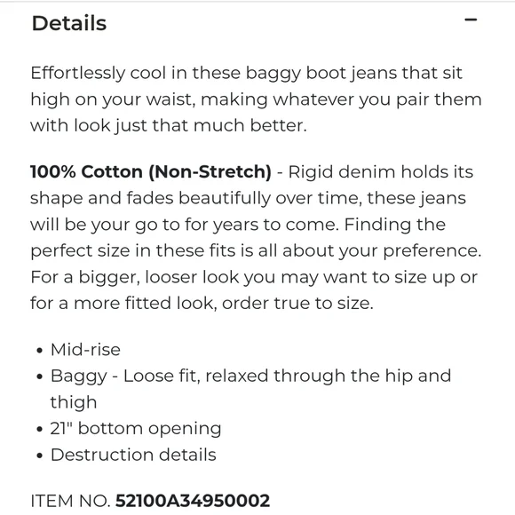 Levi's Premium Baggy Boot Denim Jeans - Picture 7 of 13